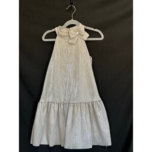 Lilt Girls Party Dress, 6-6X, Silver, Halter, Bow, Button Up